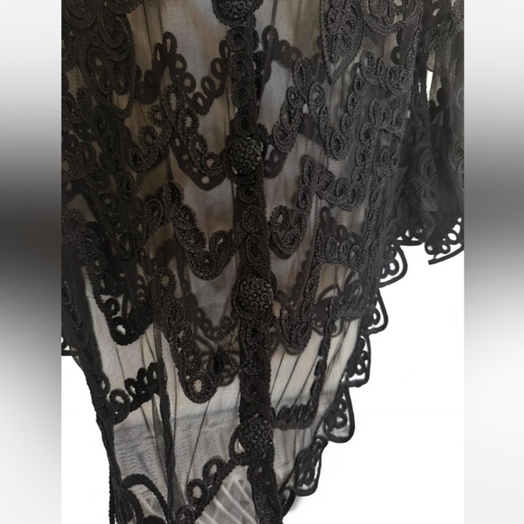 Pretty Angel Black Lace Silk blend button up cardigan . - Picture 6 of 7
